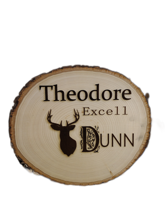 Home decor and office decor Live Edge Large Round Wooden Name Plaque