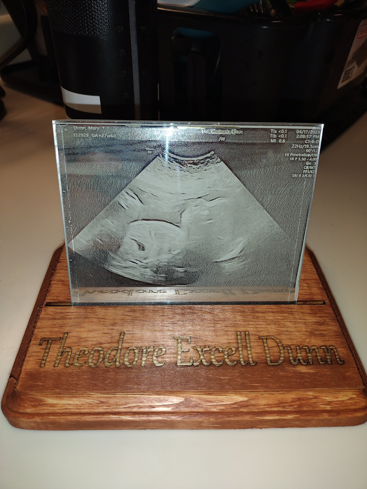 4x5 Etched Mirror Sonogram Photo