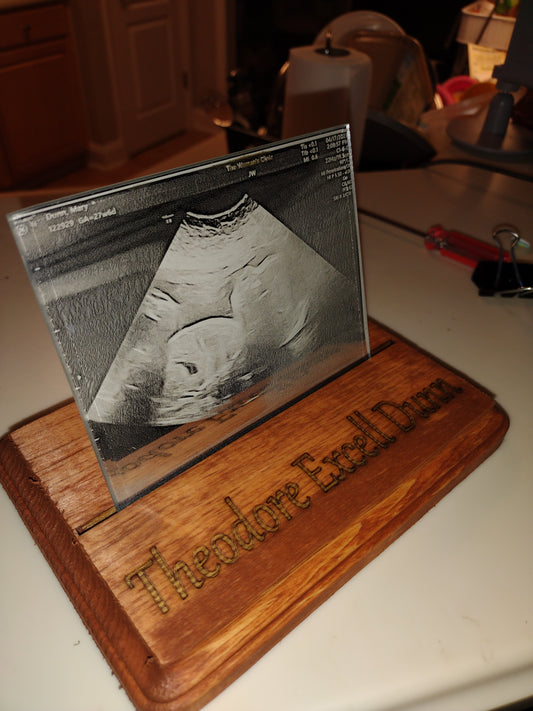 4x5 Etched Mirror Sonogram Photo